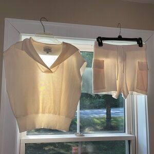 White Knit Sleeveless Top and Shorts Set